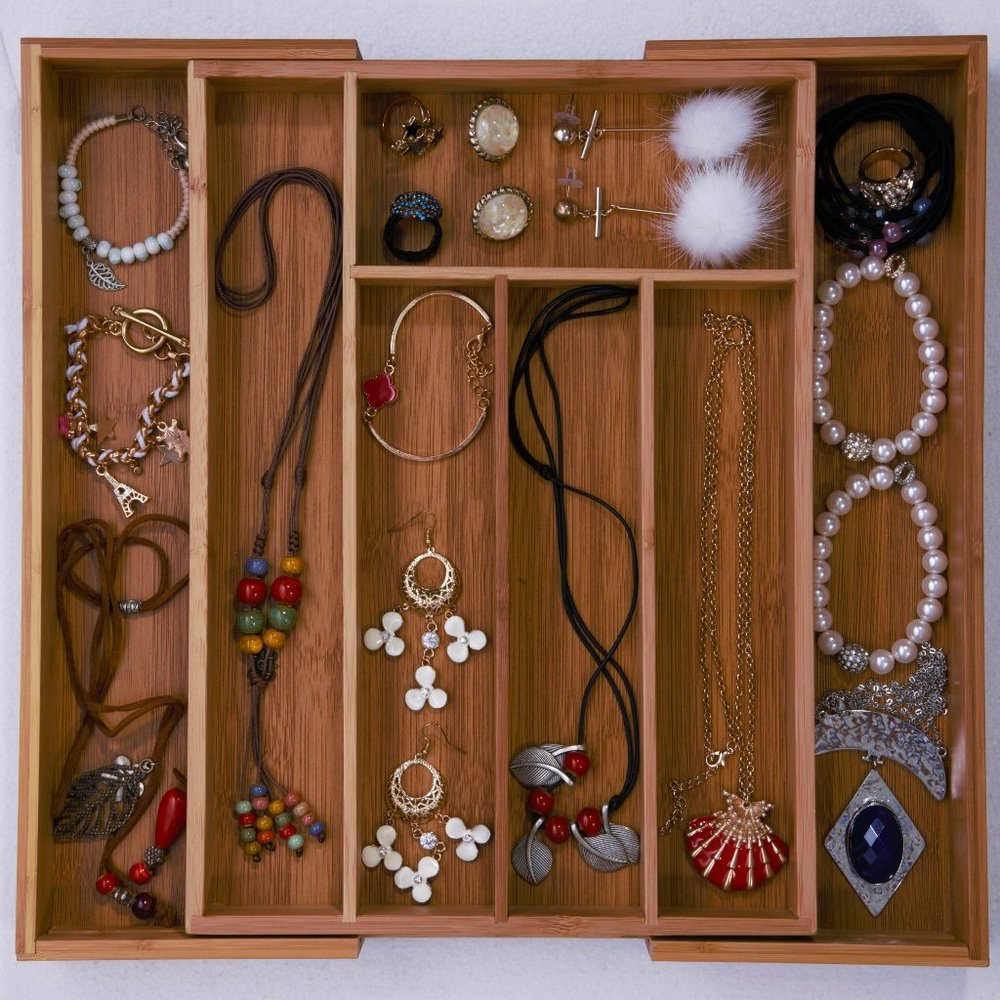 Bamboo Flatware Drawer Organizer